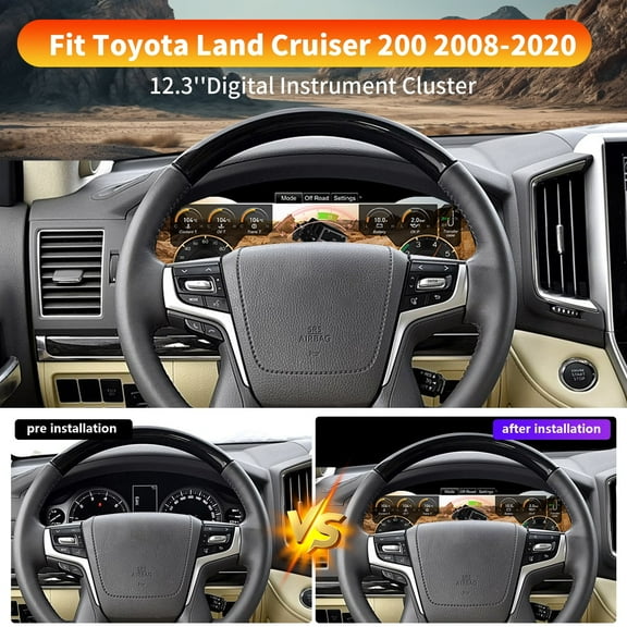 For Toyota Land Cruiser 200 ( 2008 to 2020),LCD Screen Virtual Cockpit Speedometer(Black), Digital Dashboard Instrument Cluster