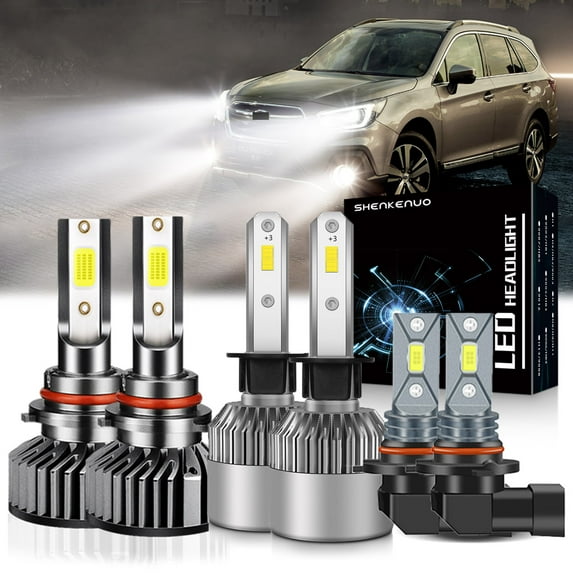For SUBARU FORESTER 2006-2008 Headlights 9005 HB3 LED High Beam+H1 Low Beam+9006 LED Fog Light Bulbs,6pc