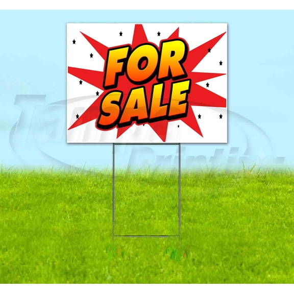 For Sale (18" x 24") Yard Sign, Includes Metal Step Stake