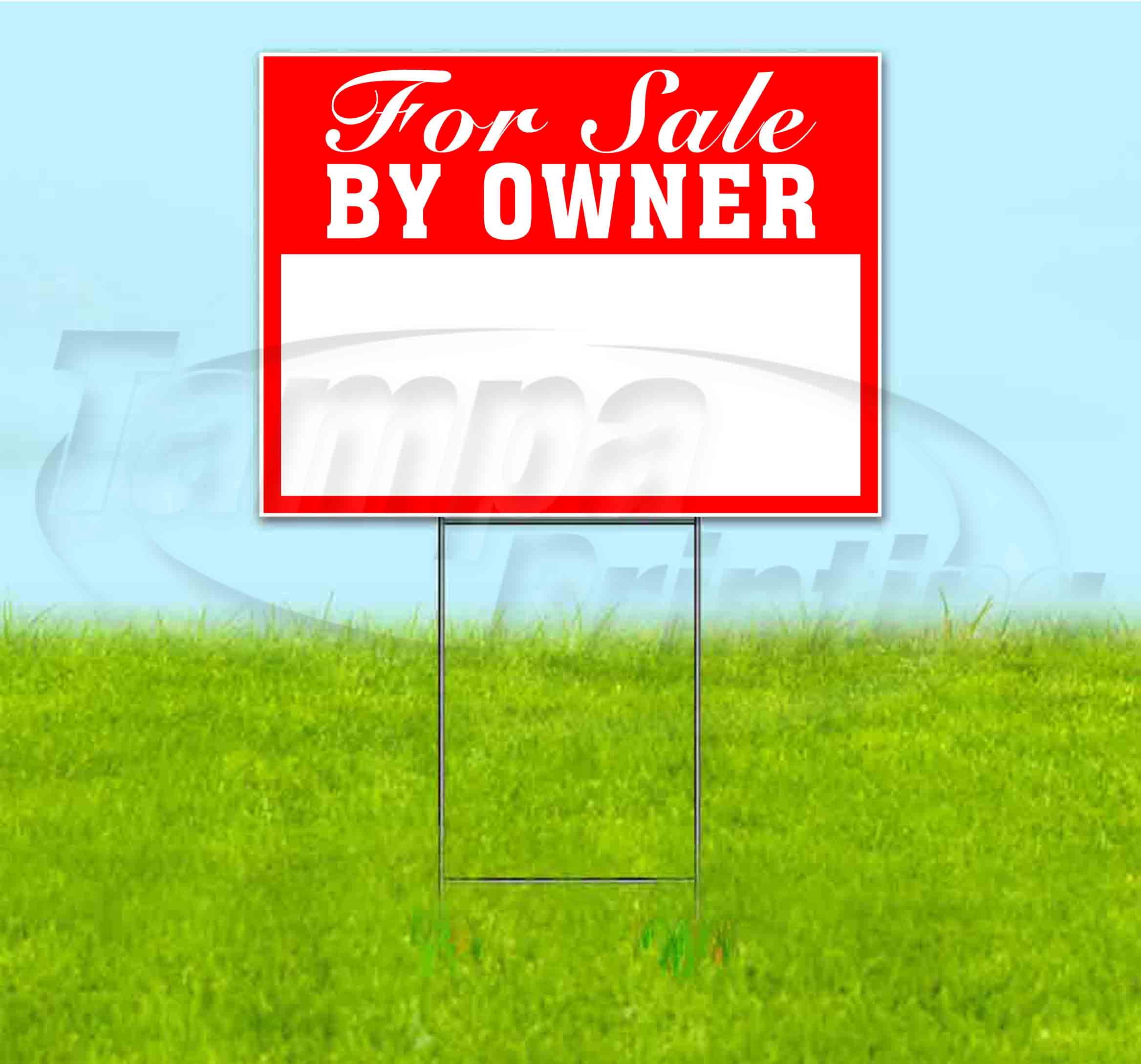For Sale By Owner (18"" X 24"") Yard Sign, Includes Metal Step Stake