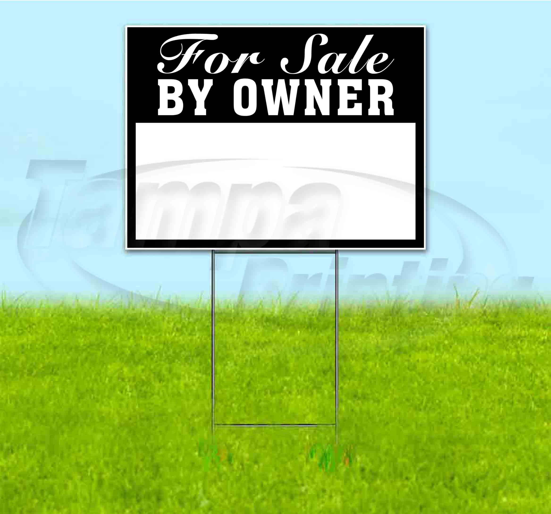 For Sale By Owner (18"" X 24"") Yard Sign, Includes Metal Step Stake