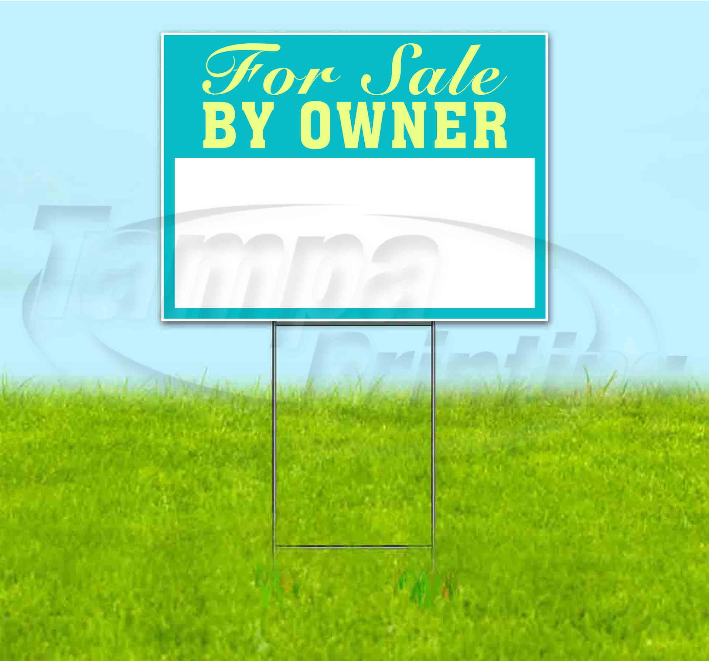 For Sale By Owner (18" x 24") Yard Sign, Includes Metal Step Stake