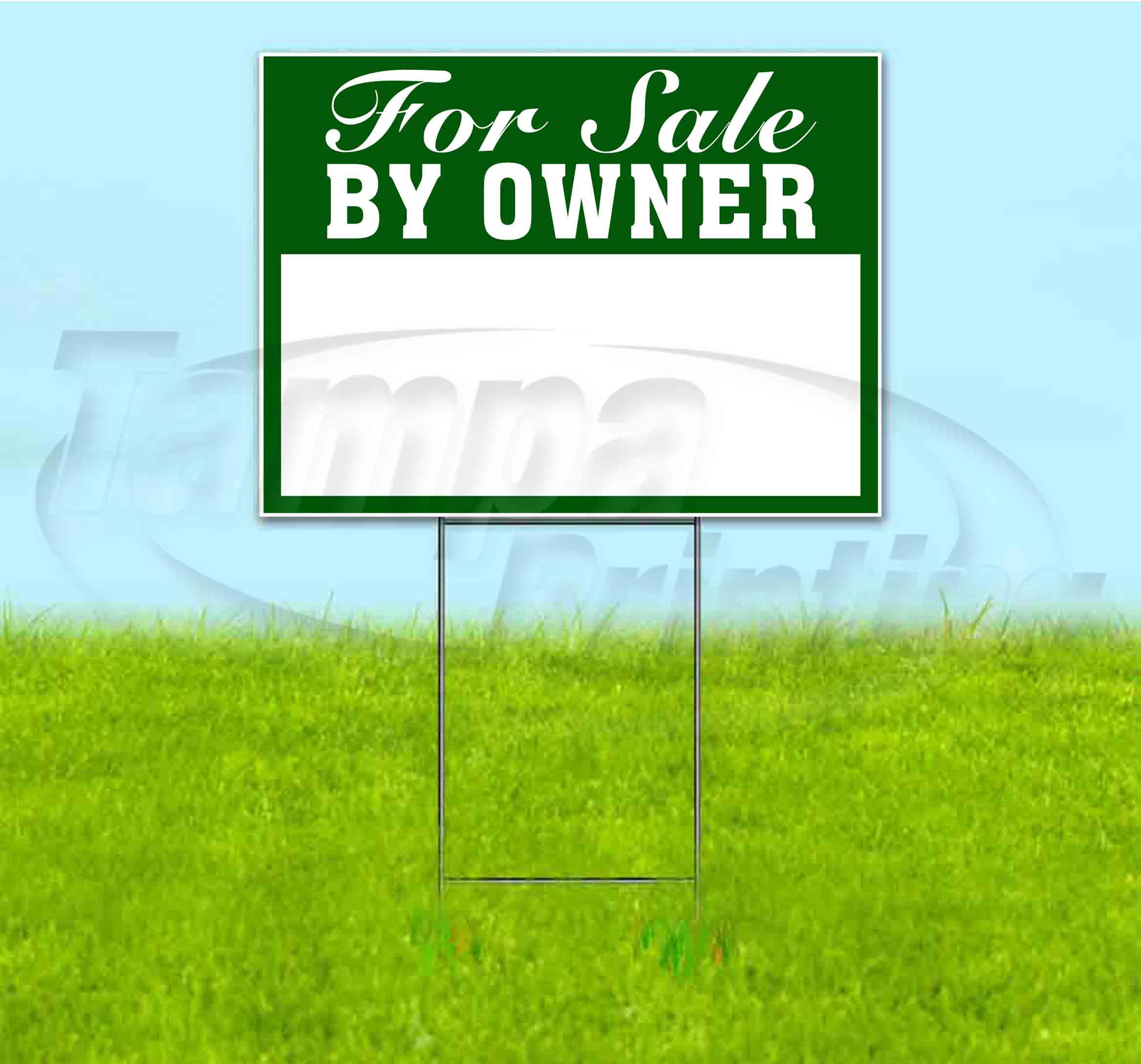 For Sale By Owner (18" x 24") Yard Sign, Includes Metal Step Stake