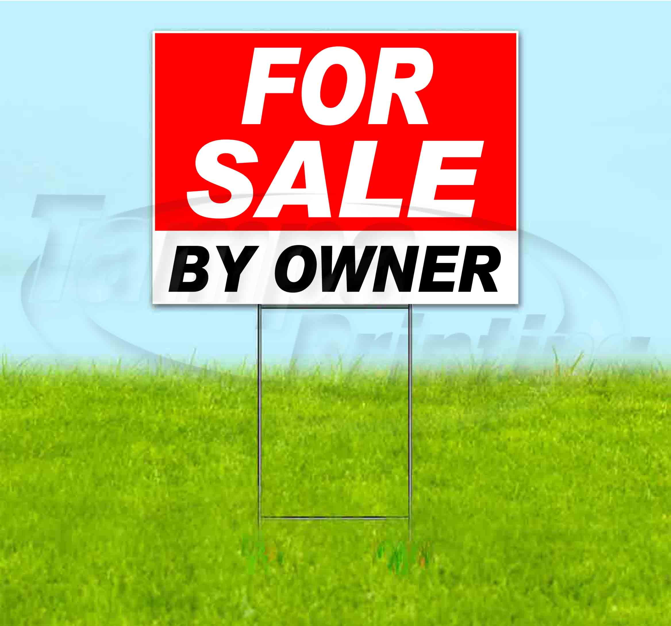 For Sale By Owner (18" x 24") Yard Sign, Includes Metal Step Stake