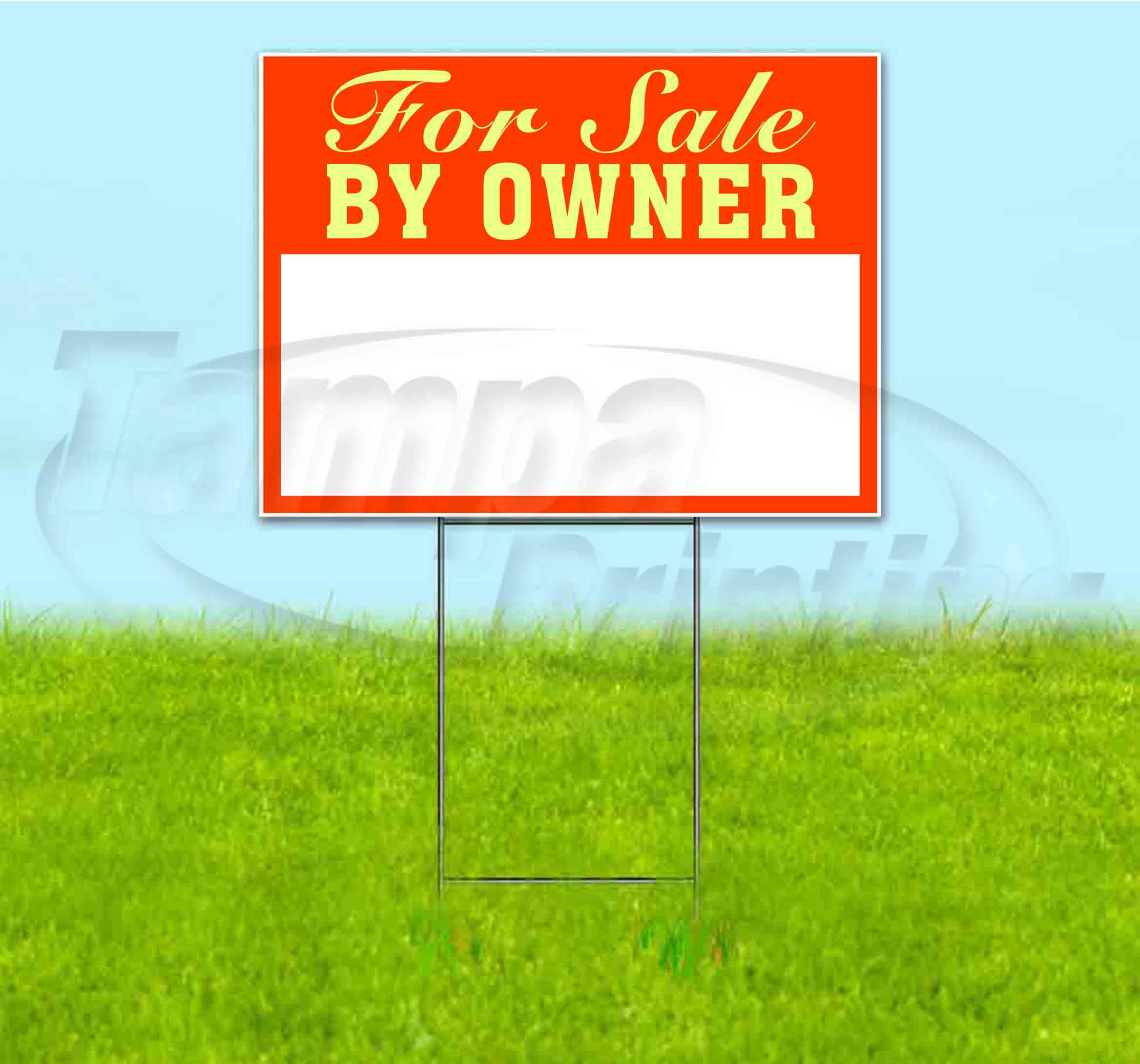 For Sale By Owner (18" x 24") Yard Sign, Includes Metal Step Stake