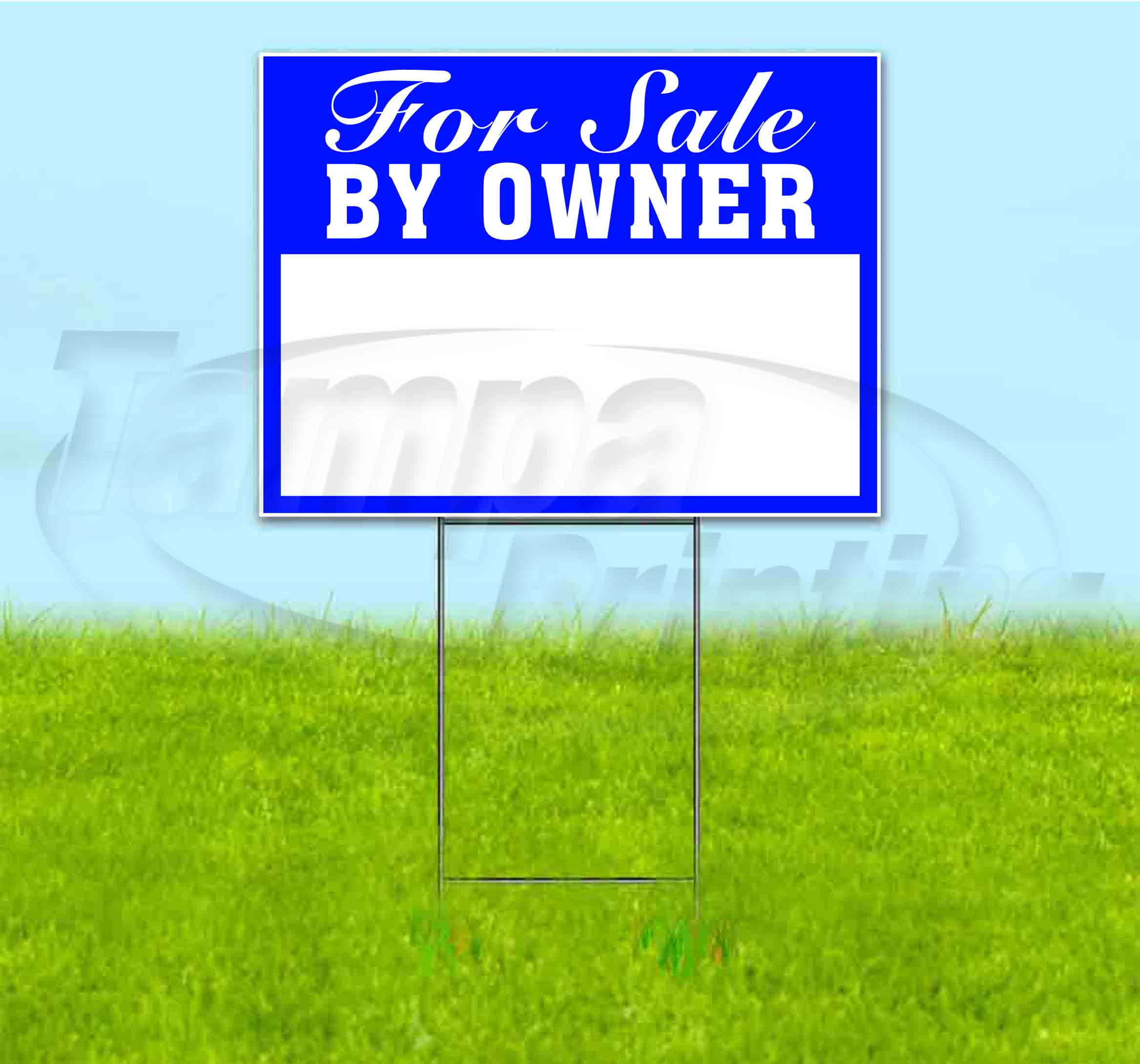 For Sale By Owner (18" x 24") Yard Sign, Includes Metal Step Stake
