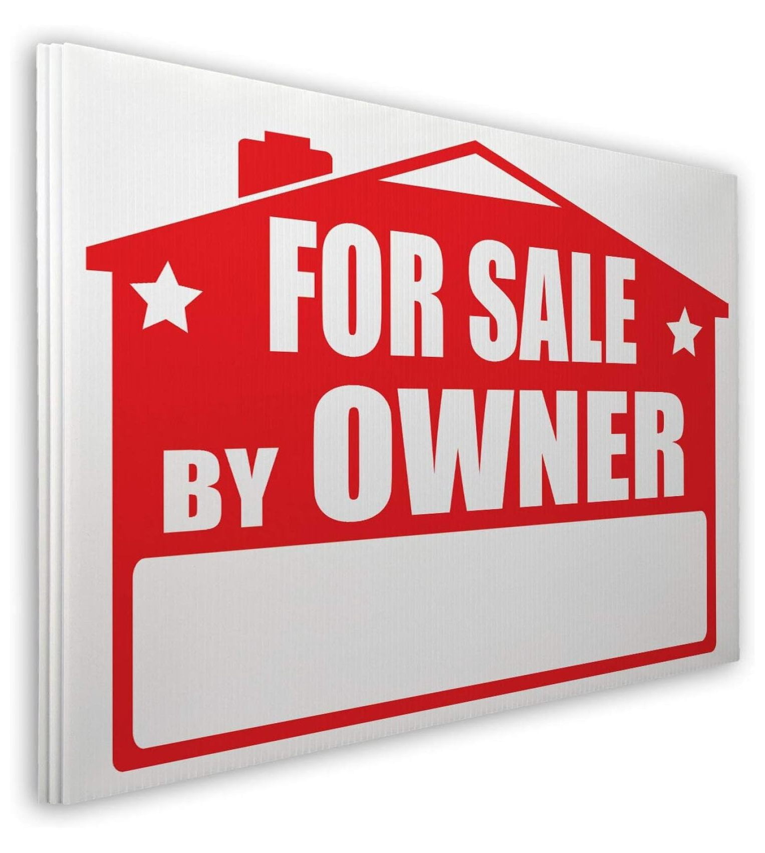 "For Sale By Owner" Lawn Sign Kit | 24"W x 18"H (3 Signs) | Includes H-Stake with Blue Giant Arrow Stickers