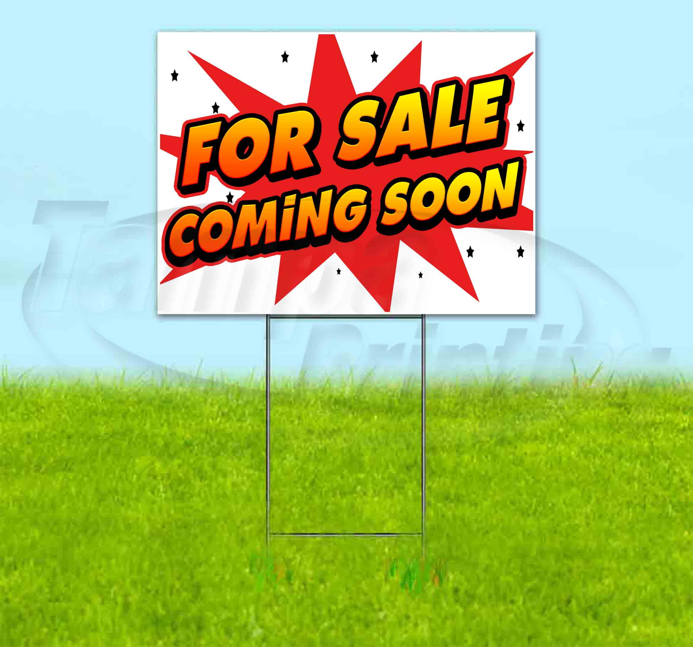 For Sale Coming Soon (18" x 24") Yard Sign, Includes Metal Step Stake