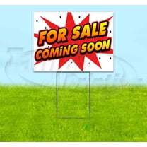 For Sale Coming Soon (18" x 24") Yard Sign, Includes Metal Step Stake