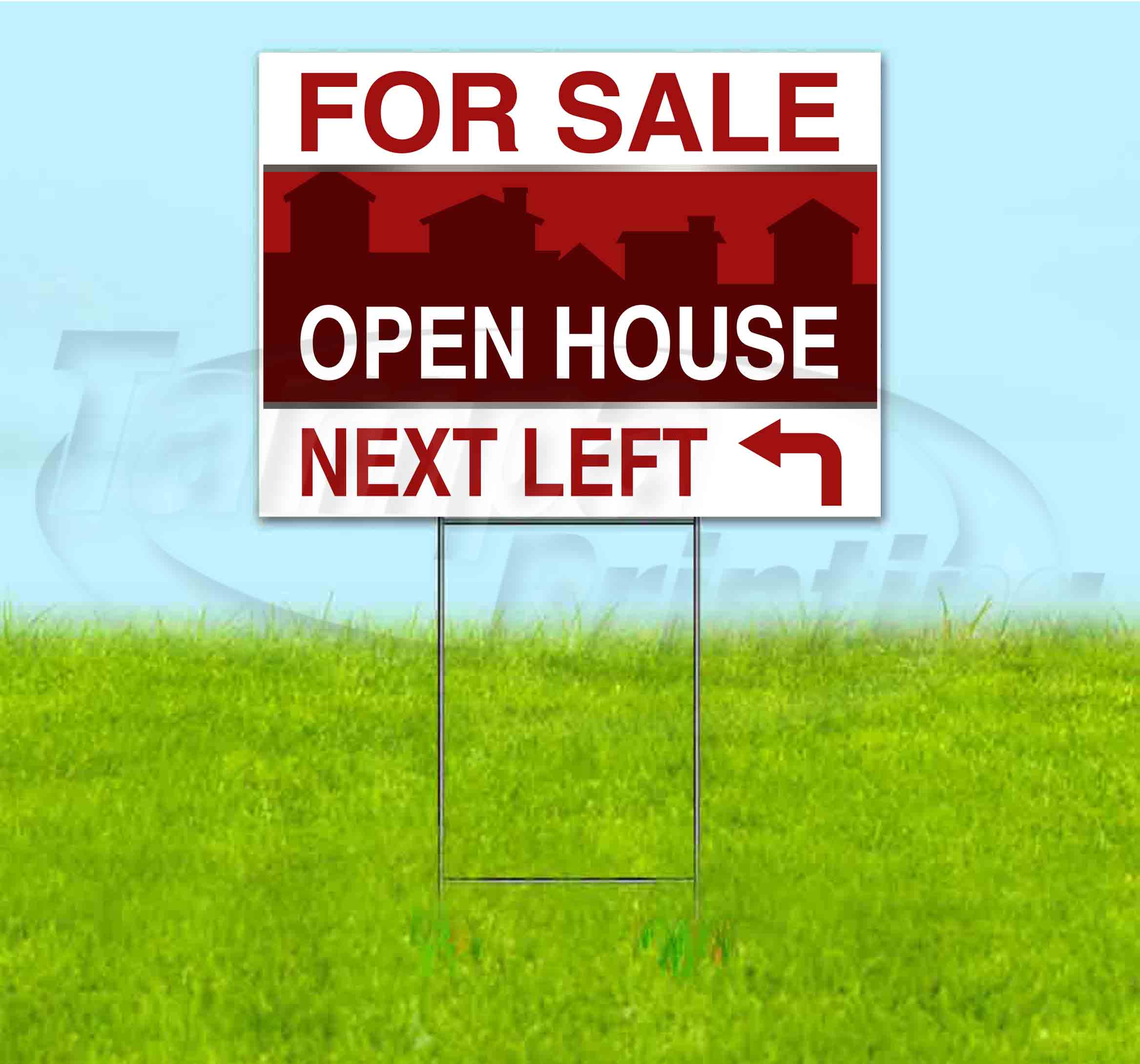 For Sale Open House Next Left (18" x 24") Yard Sign, Includes Metal Step Stake