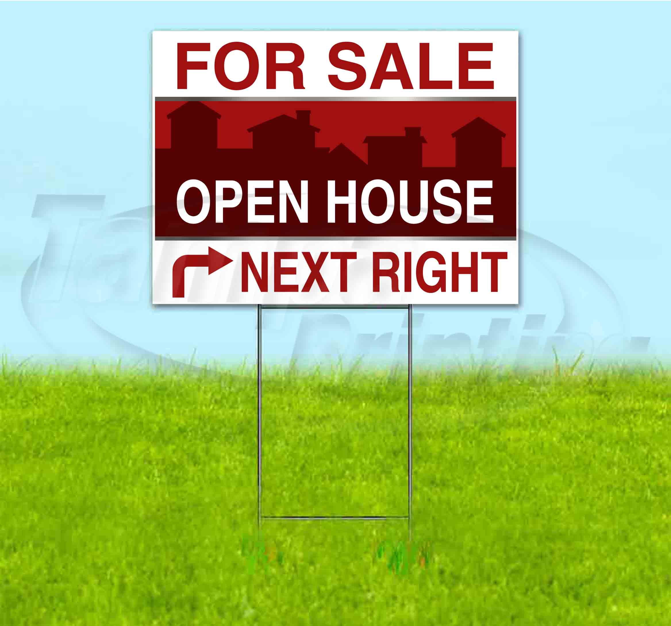 For Sale Open House Next Right (18" x 24") Yard Sign, Includes Metal Step Stake