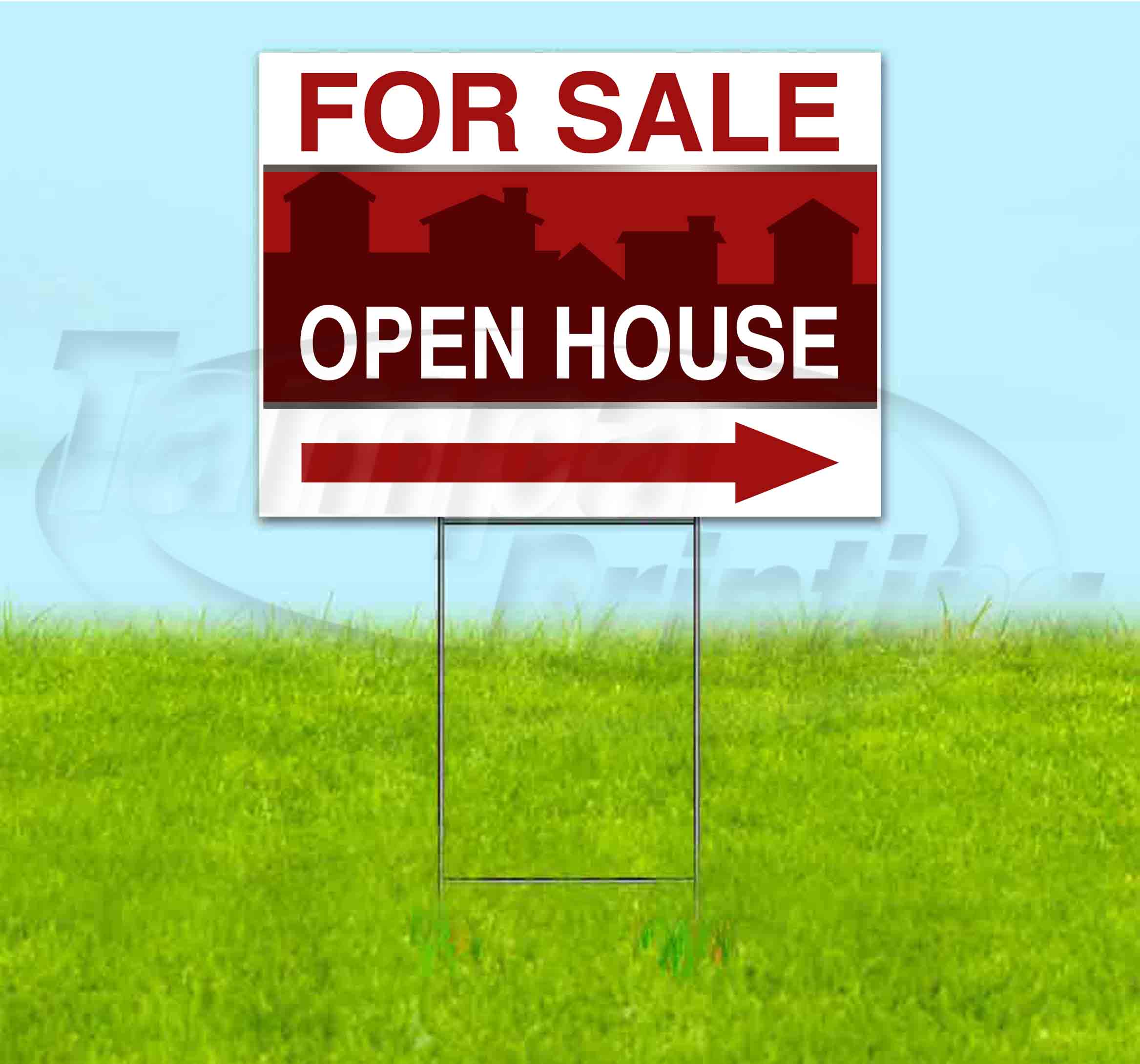For Sale Open House Right (18" x 24") Yard Sign, Includes Metal Step Stake