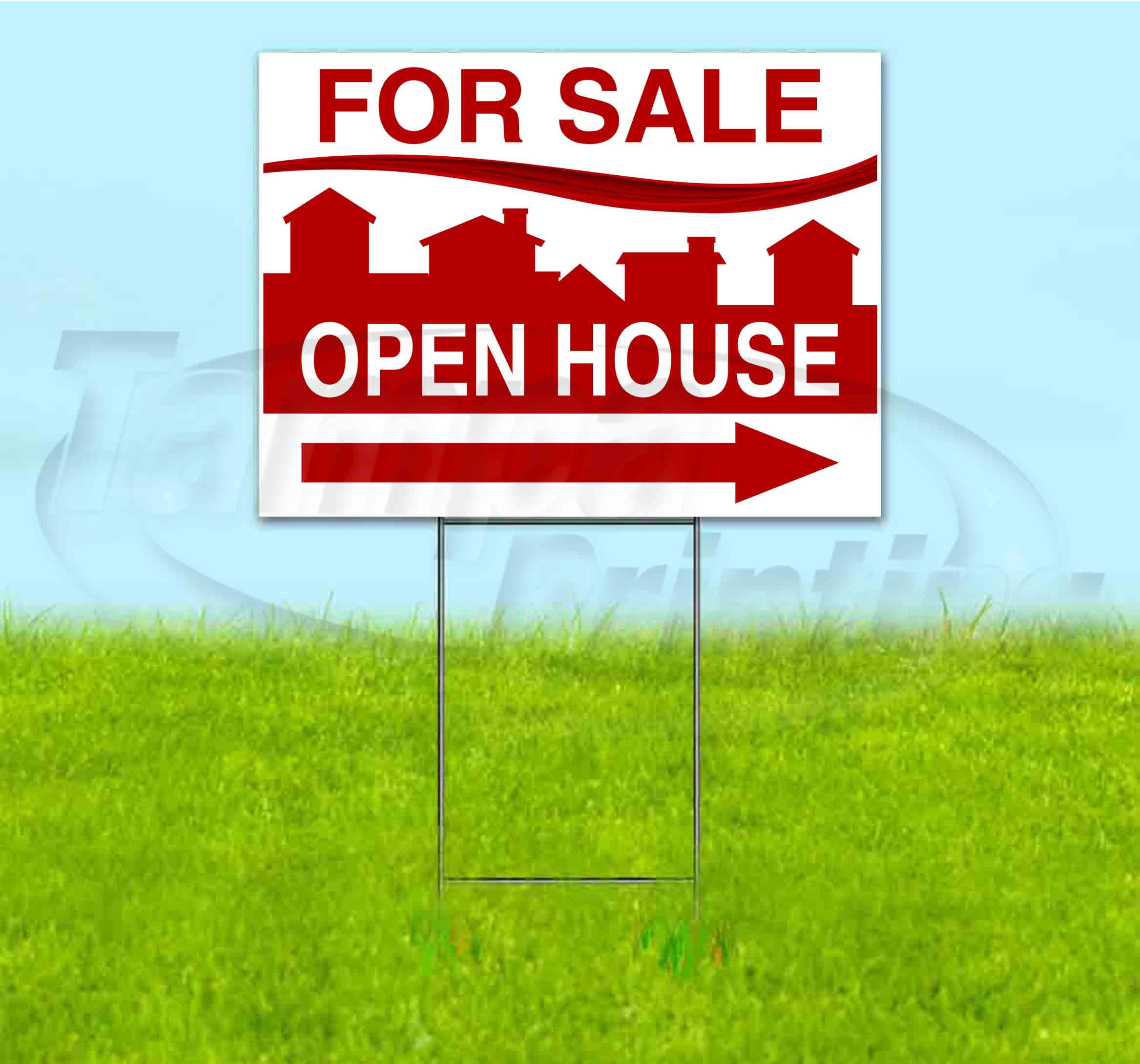 For Sale Open House Right (18" x 24") Yard Sign, Includes Metal Step Stake