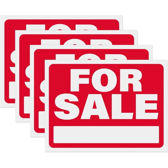 For Sale Signs 12x9, Plastic Signs for Car, Trailer, Vehicle for Sale, Waterproof Plastic (Pack of 4)