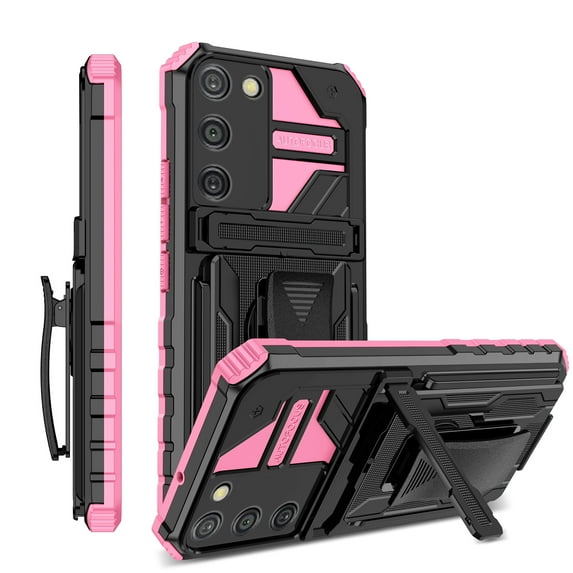 For Samsung A03s Case with Belt Clip Holster, Heavy Duty Military Grade Drop Protective, 360° Rotating Kickstand Shockproof TPU Shell Durable Rugged Cover For Samsung Galaxy A03s, Pink
