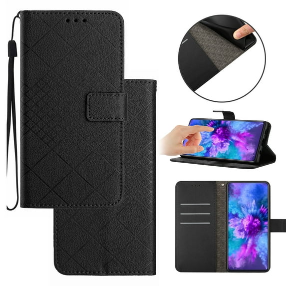 For Samsung A04E Wallet Case with RFID Blocking Card Slots Holder Premium PU Leather Magnetic Kickstand Shockproof Wrist Strap Removable Flip Protective Cover For Samsung Galaxy A04E, Black