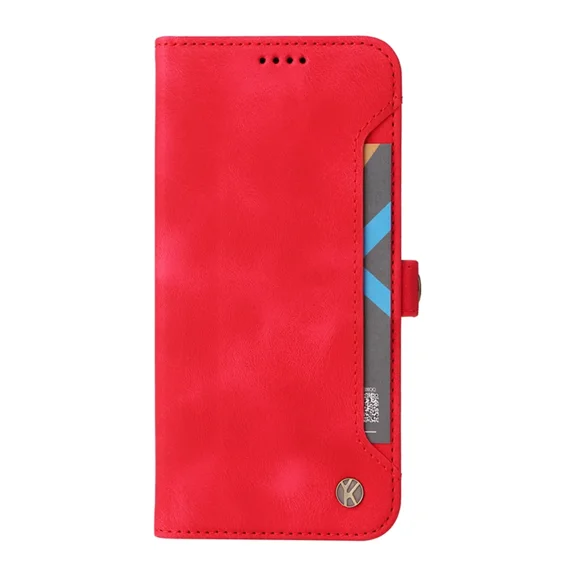 For Samsung A04E flip phone case, premium skin texture leather, retro button closure wallet phone case flip stand, with 4 card slots phone case