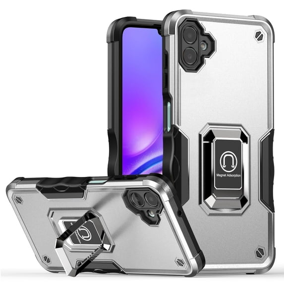 For Samsung A06 OPTIMUM Magnetic Ring Stand Hybrid - Silver