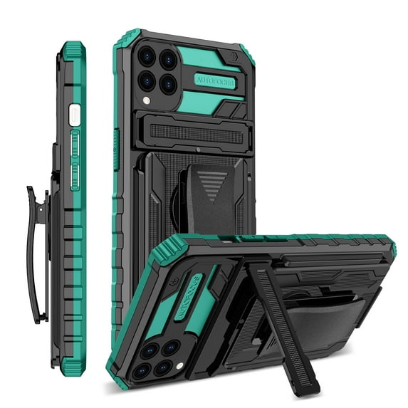 For Samsung A12 5G Case with Belt Clip Holster, Heavy Duty Military Grade Drop Protective, 360° Rotating Kickstand Shockproof TPU Shell Durable Rugged Cover For Samsung Galaxy A12 5G, Darkgreen