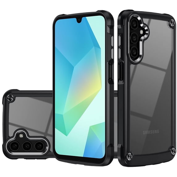 For Samsung A16 5G Ultimate CaseX Transparent Hybrid Case with Metal Buttons And Camera Edges - Black