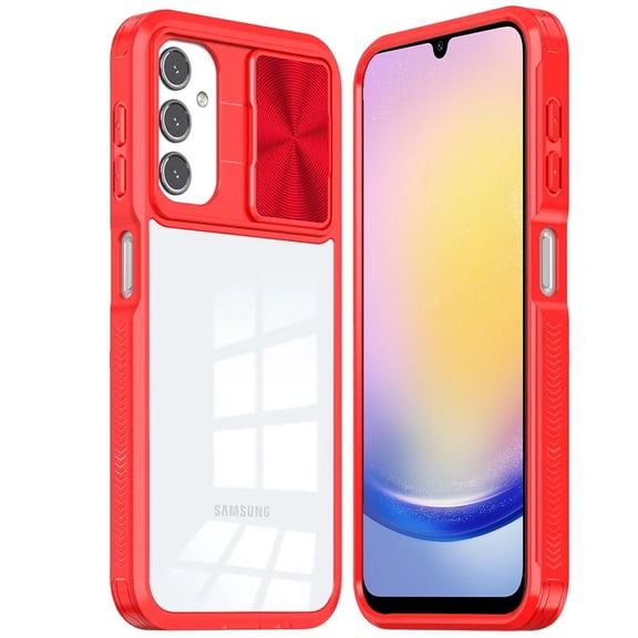 For Samsung A25 5G Fusion Transparent Clear Hybrid Case Cover - Red