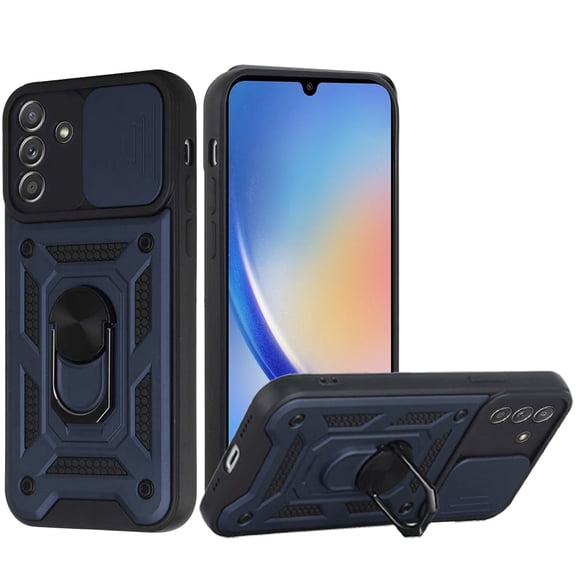 For Samsung A35 5g ELITE Camera Push Magnetic Ring Stand Hybrid Case Cover - Blue