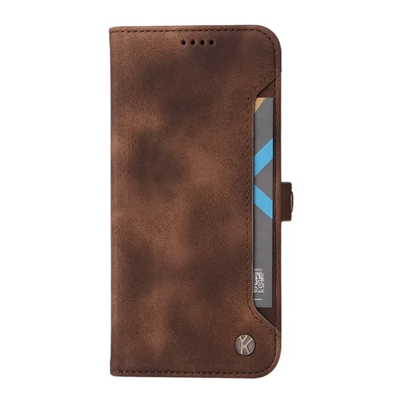 For Samsung A50 flip phone case, premium skin texture leather, retro button closure wallet phone case flip stand, with 4 card slots phone case