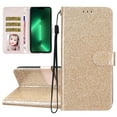 thumbnail image 1 of For Samsung A54 5G Wallet Case Premium Glitter PU Leather Phone Case Luxury Card Slots Kickstand Case Magnetic Closure Bling Handbag Case Hand Strap Flip Cover For Samsung Galaxy A54 5G, Gold, 1 of 7
