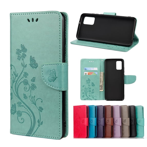 For Samsung Galaxy A02s (EU Version) Butterfly Flower Pattern Horizontal Flip Leather Case with &