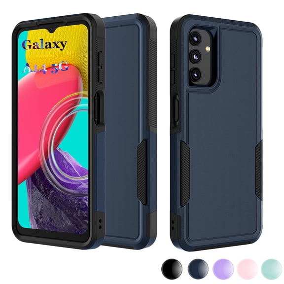 For Samsung Galaxy A03S A13 A14 A23 A32 A34 A53 A54 5G Case,Njjex 2 in 1 PC Phone Case ,Rubber & Rugged Shockproof Full Body Protection Case Cover-Blue