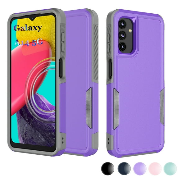 For Samsung Galaxy A03S A13 A14 A23 A32 A34 A53 A54 5G Case,Njjex 2 in 1 PC Phone Case ,Rubber & Rugged Shockproof Full Body Protection Case Cover-Purple