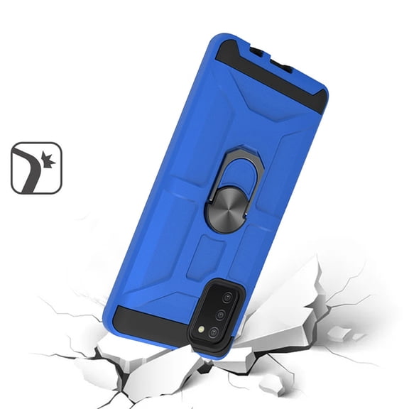 For Samsung Galaxy A03S Cases with Stand Kickstand Ring Holder [360 Rotating] Armor Dual Layer Fit Magnetic Car Mount Cover ,Xpm Phone Case [ Blue ]