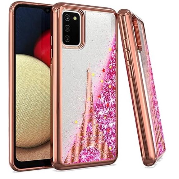 For Samsung Galaxy A03S SM-S134DL Liquid Cover Phone Case + Tempered Glass - Paris