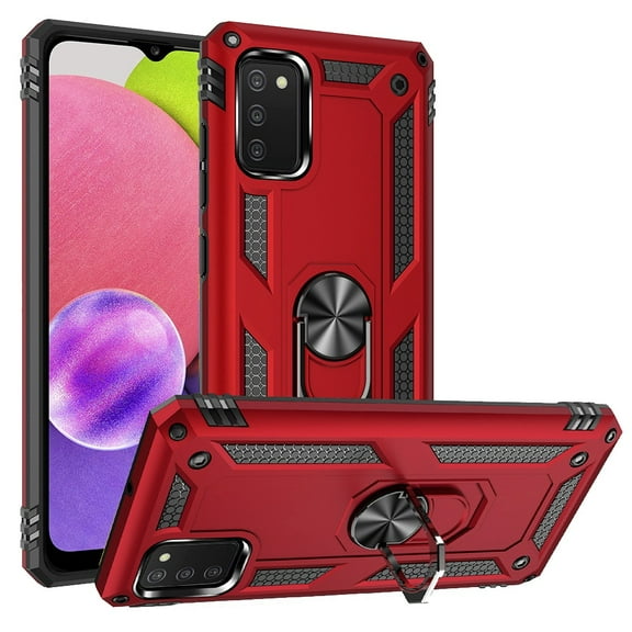 For Samsung Galaxy A03S SM-S134DL Ring Kickstand Phone Cover Case - Red