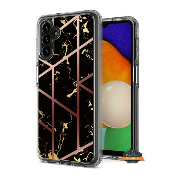 For Samsung Galaxy A04S Stylish Hybrid Fashion Marble Trendy Design Hard Back PC Shockproof TPU Protective Phone Case Cover by Xpression - Marble Black