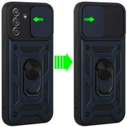 For Samsung Galaxy A04s /A04E Hybrid Cases with Slide Camera Lens Cover and Ring Holder Kickstand Rugged Dual Layer Cover ,Xpm Phone Case [ Blue ]