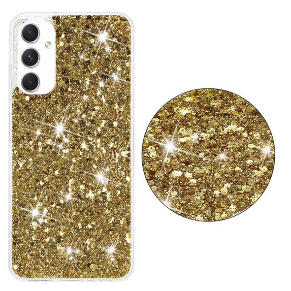For Samsung Galaxy A05S Case,Cute Glitter Bling Twinkle Stardust with Drop Protection Shockproof Soft TPU Slim Flexible Phone Case Girls/Women Protective case for Samsung A05S,Gold