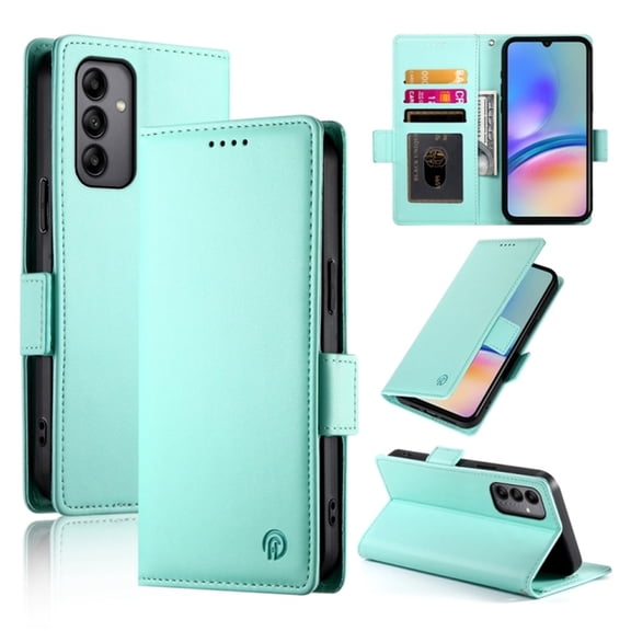 For Samsung Galaxy A05s Wallet Case Flip Card Holder,PU Leather Side Buckle Magnetic Frosted Women Men Cover,Green,For Galaxy A05s