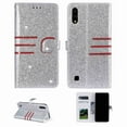 thumbnail image 1 of For Samsung Galaxy A10 / M10 SM-M105, Dteck Glitter Shiny Bling [Credit Card Holder Slot] Protective PU Leather Wallet Case , Silver, 1 of 1
