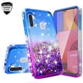 thumbnail image 1 of For Samsung Galaxy A11 Case w/Tempered Glass Screen Protector Liquid Quicksand Glitter Cute Bling Girls Women [Shock Proof] for Galaxy A11 - Purple/Blue, 1 of 5