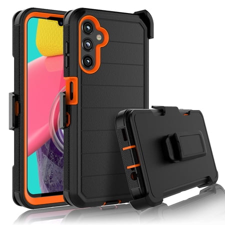 For Samsung Galaxy A14 5G 2022 6.6" Case, Heavy Duty Rugged Defender Case with [Belt Clip Holster] [Built in Screen Protecotr], Shockproof Full Body Protection Kickstand Cover, Black