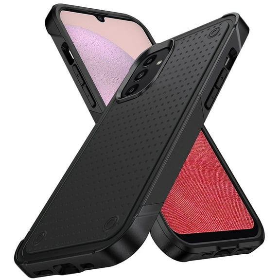 For Samsung Galaxy A14 5G Heavy Duty Hybrid Armor Rubber TPU Hard Drop Proof Dot Rugged Tough Durable Cover ,Xpm Phone Case [ Black ]