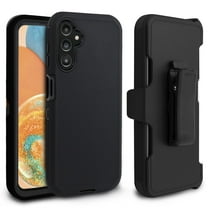 For Samsung Galaxy A14 5G Heavy Duty Rugged Dropproof Full Body Protection Phone Case with Belt Clip Holster & Built in Screen Protector - Black