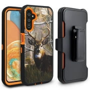 For Samsung Galaxy A14 5G Heavy Duty Rugged Dropproof Full Body Protection Phone Case with Belt Clip Holster & Built in Screen Protector - Deer