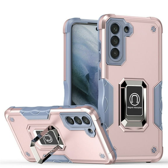 For Samsung Galaxy A14 5G / SM-A146 Magnetic Ring Stand Car Mount Holder Non Slip Dual Layer Shockproof Protective Hybrid Case Cover Rose Gold