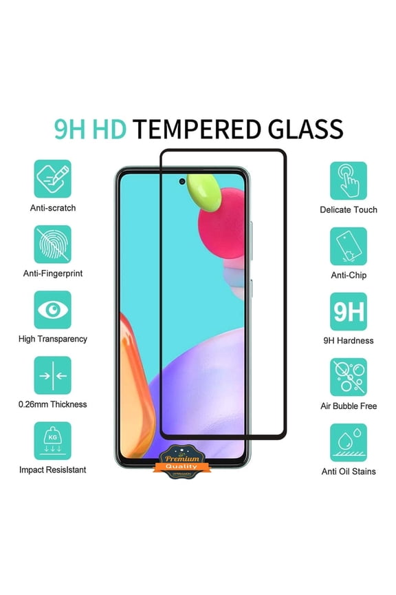 For Samsung Galaxy A14 5G Tempered Glass Screen Protector Full Cover Anti-Scratch Edge to Edge Black Rim Coverage 2.5D Phone Case Cover by Xpression - Clear Black