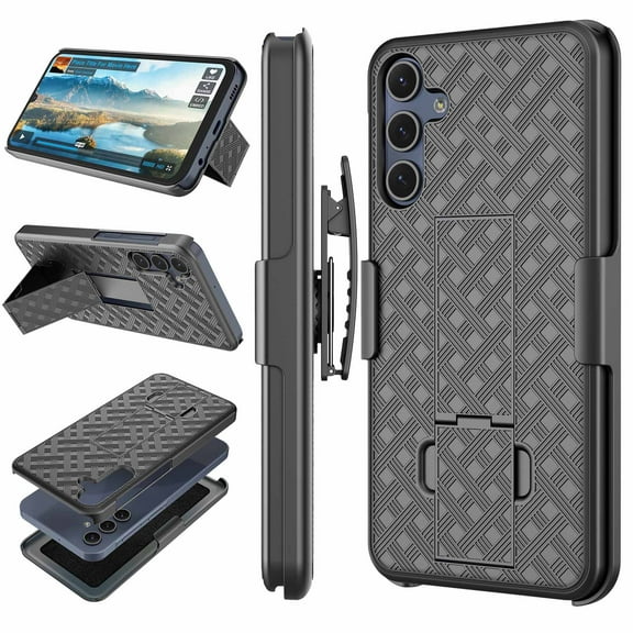 For Samsung Galaxy A16 5G Case, Heavy Duty Shockproof Rugged Cover with Kickstand, Full Body Protective Case for Samsung Galaxy A16 5G 6.7" - Black
