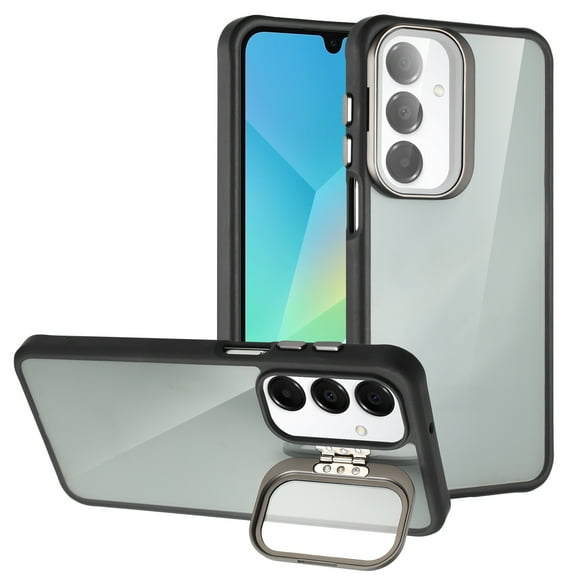 For Samsung Galaxy A16 5G [Lens Cover] Military Grade Protective Soft Case Kickstand Hybrid Cover Black