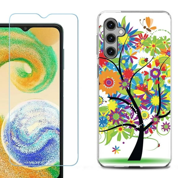 For Samsung Galaxy A16 5G Phone Case Cover, Shockproof Case with Tempered Glass Screen Protector, by OneToughShield - Colorful Tree