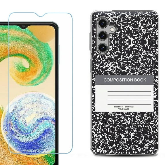 For Samsung Galaxy A16 5G Phone Case Cover, Shockproof Case with Tempered Glass Screen Protector, by OneToughShield - Composition Book